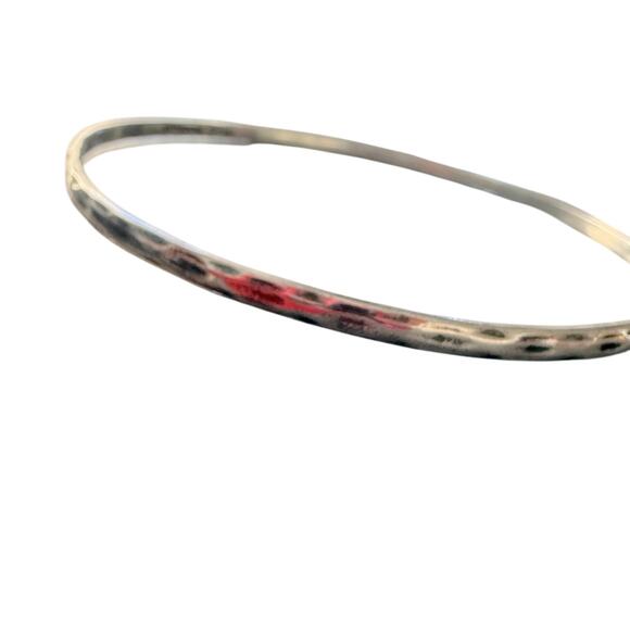 925 Hammered Sterling Silver Bangle Bracelet - Picture 2 of 7
